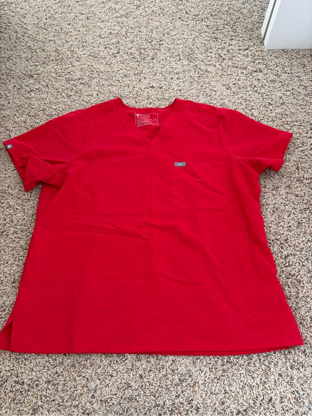 Figs Catarina scrub top, pop red, XL